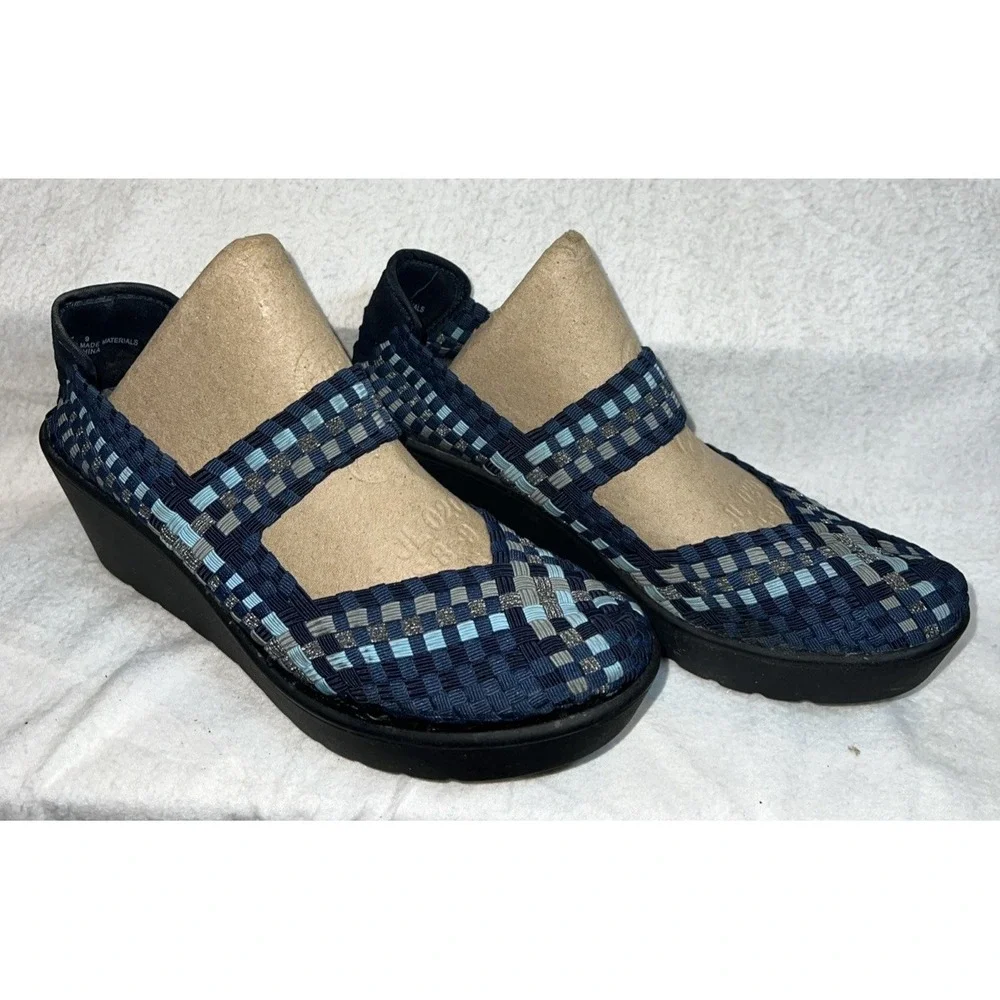 Steven Madden BRICE‎ Wedge Women Size 9 Blues Woven Shoe Mary Jane's